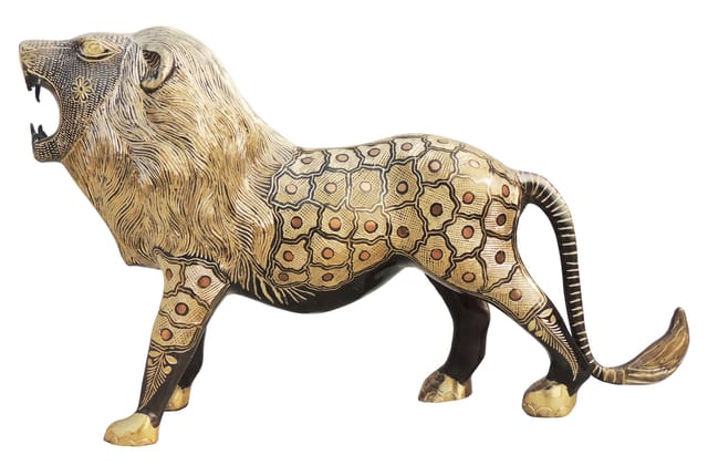 Brass Roaring Lion Showpiece