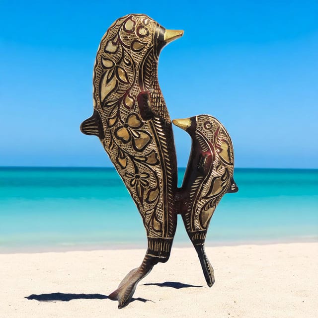 Handcrafted Brass Dolphin Showpiece