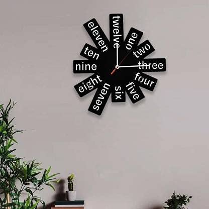 Analog Wooden Wall Watch with Number Texts - ArtyCraftz