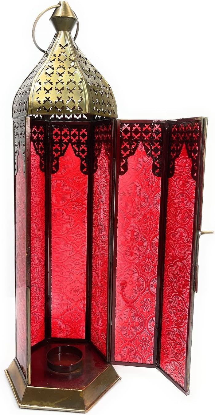 Arabic Design Embossed Glass Moroccan T Light Candle Holder - ArtyCraftz