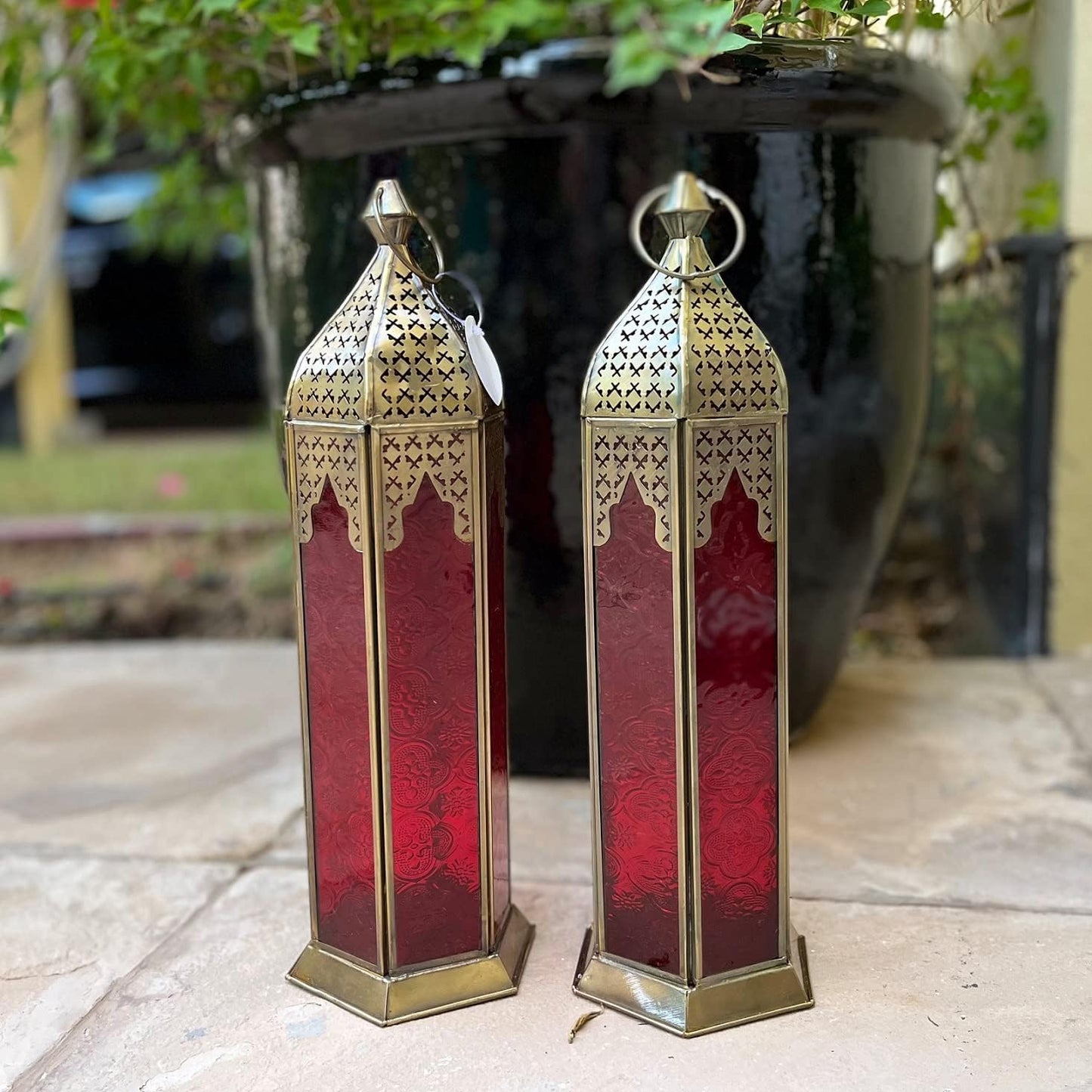 Arabic Design Embossed Glass Moroccan T Light Candle Holder - ArtyCraftz