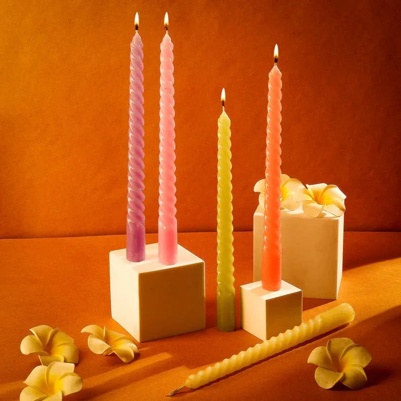 Aura decor Vrinda Spiral Taper Candle - ArtyCraftz