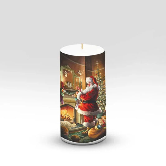 AuraDecor Unscented Christmas Santa Decorating Chimney Pillar Candle - ArtyCraftz
