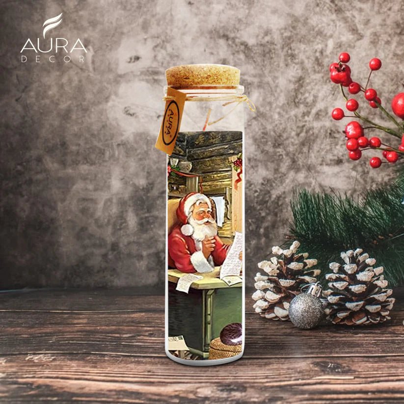 AuraDecor Unscented Christmas Santa ReadBook Jar Candle - ArtyCraftz