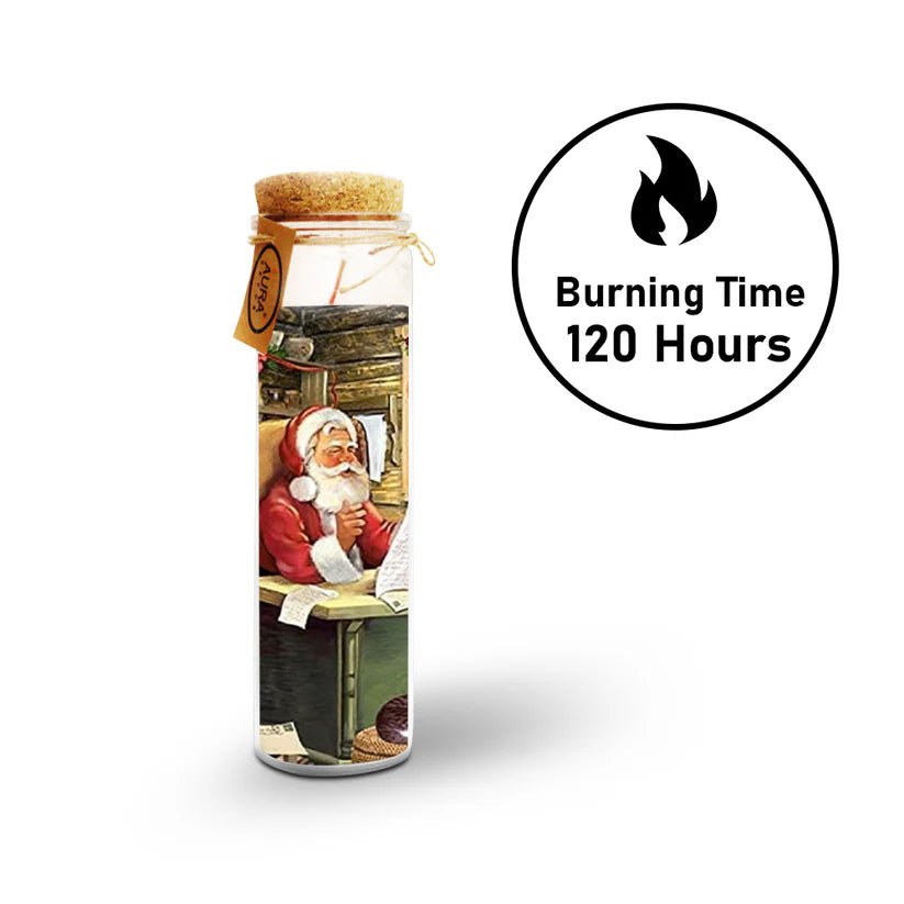 AuraDecor Unscented Christmas Santa ReadBook Jar Candle - ArtyCraftz