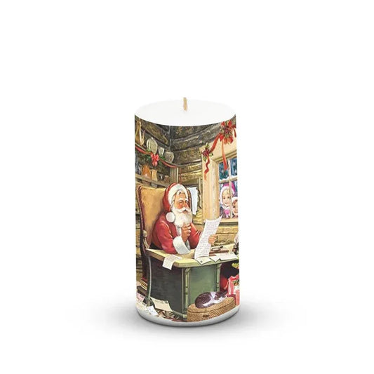 AuraDecor Unscented Christmas Santa Reading Note Pillar Candle - ArtyCraftz
