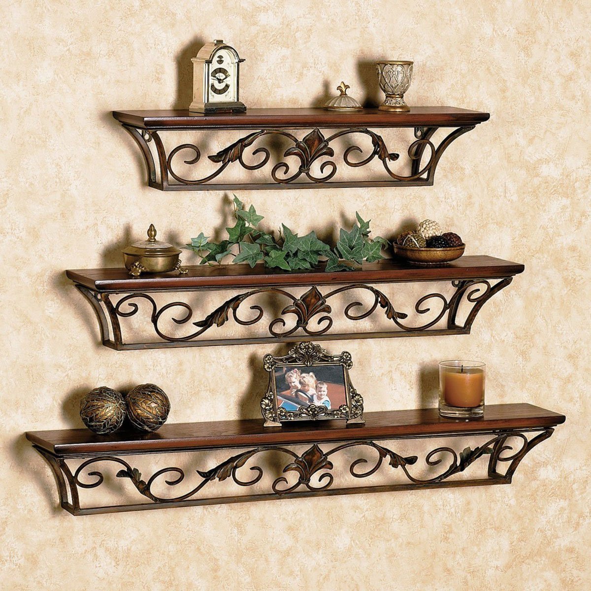 Beautiful Wrought Iron 3 Wall Shelf - ArtyCraftz
