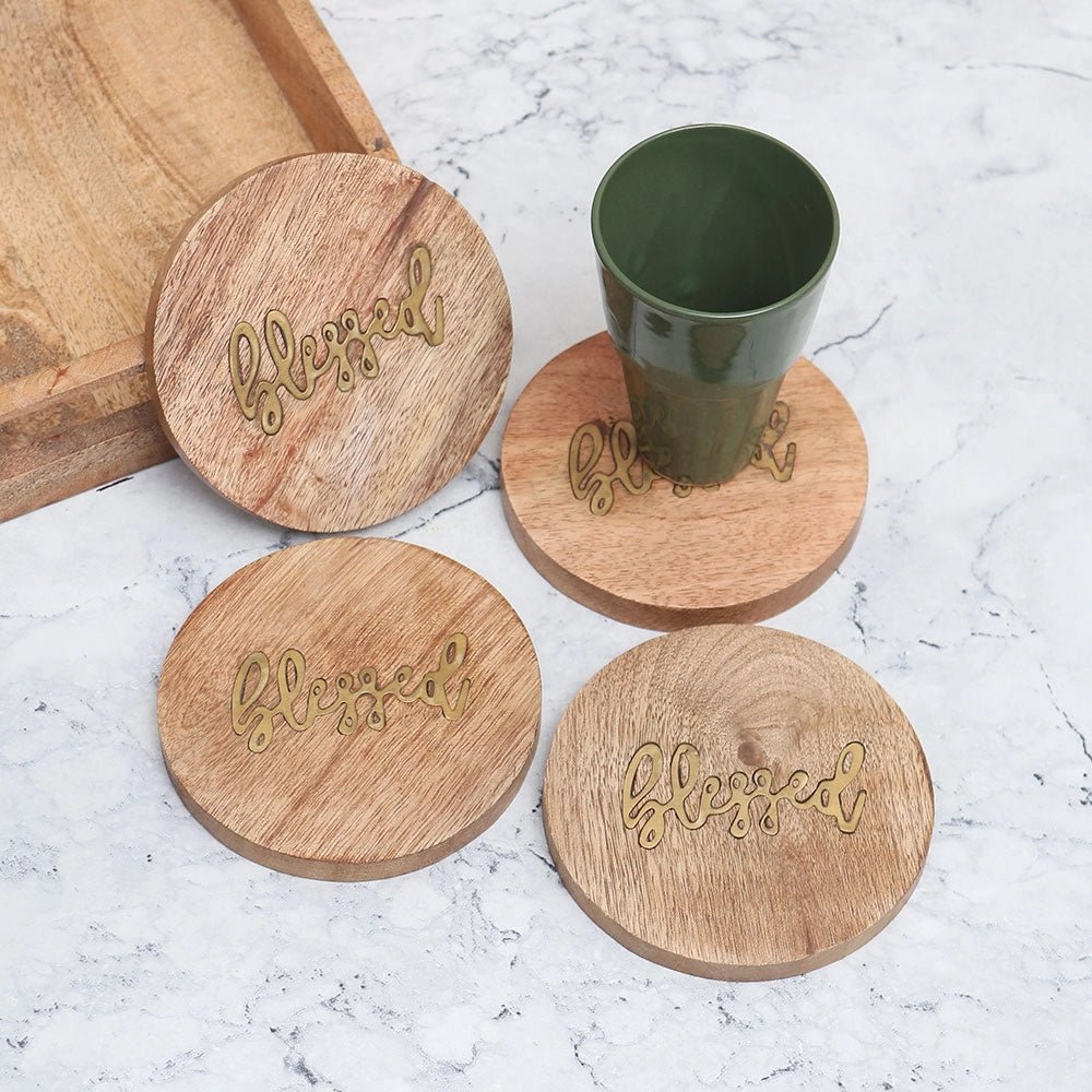 Blessed Embossed Wooden Coaster - ArtyCraftz