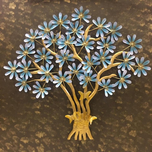 Blue Flower Tree LED Metal Wall Art-ArtyCraftz.com