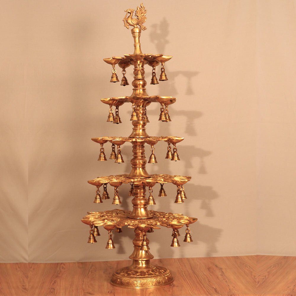 Brass Annanpakshi Vilakku with Multi Layer Bells - ArtyCraftz