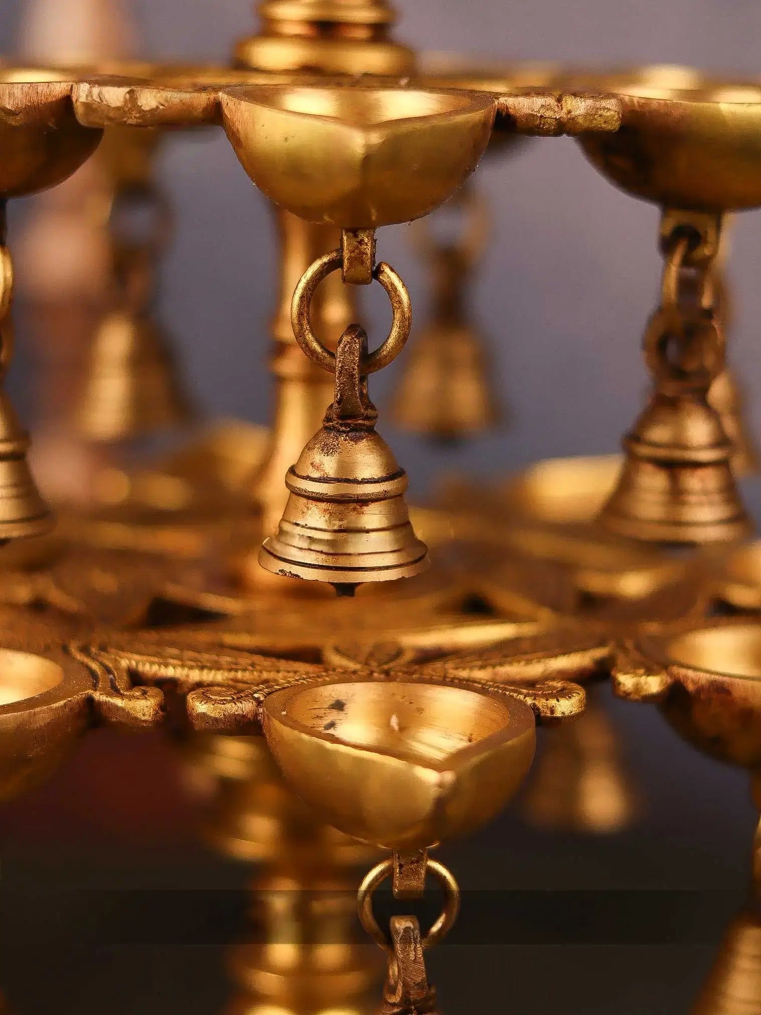 Brass Annanpakshi Vilakku with Multi Layer Bells - ArtyCraftz