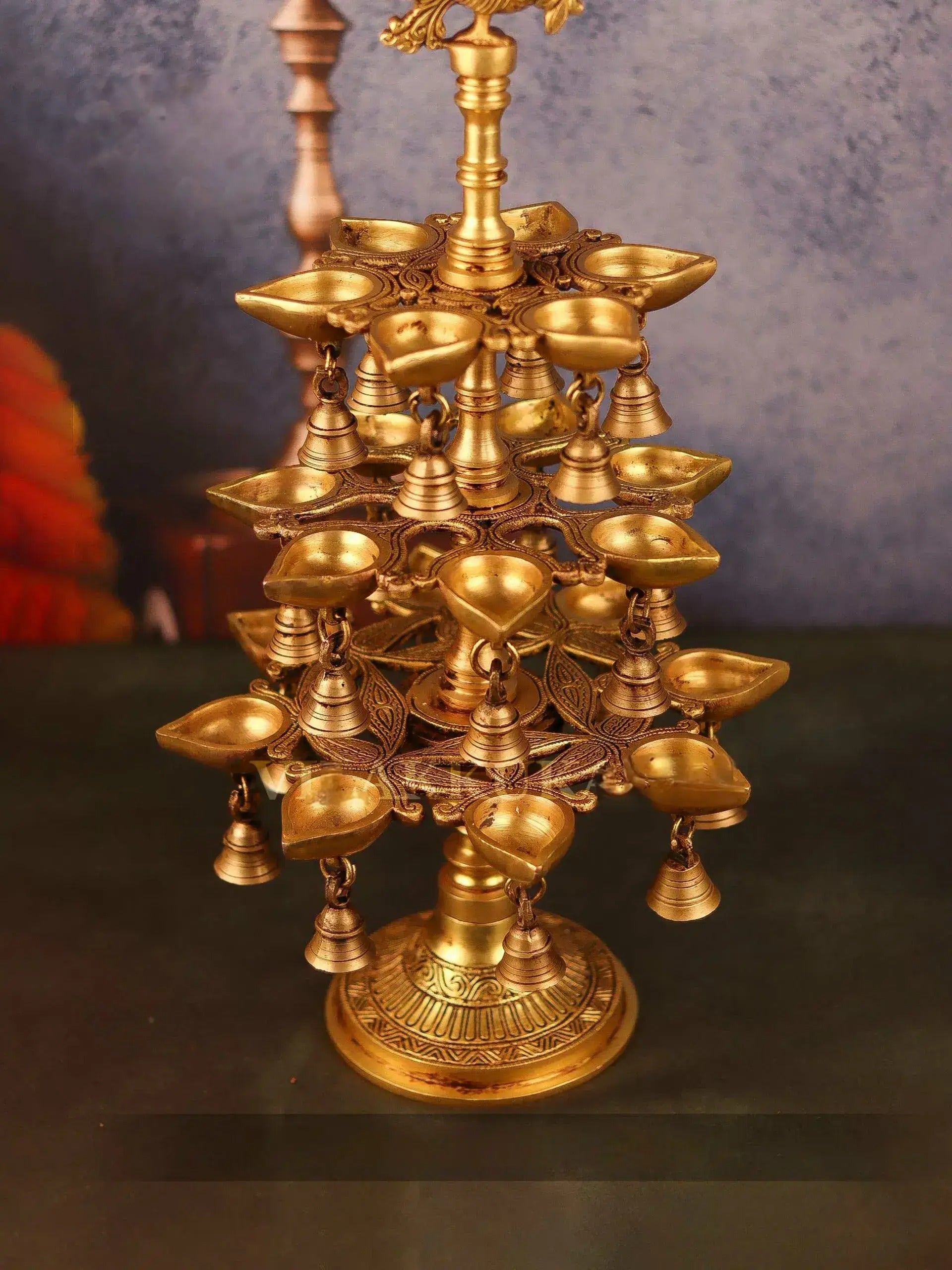 Brass Annanpakshi Vilakku with Multi Layer Bells - ArtyCraftz