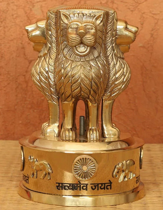 Brass Ashoka Four Lion Pillar Statue - ArtyCraftz