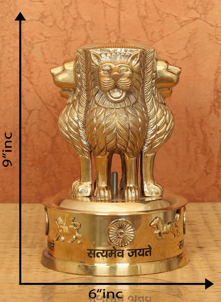 Brass Ashoka Four Lion Pillar Statue - ArtyCraftz