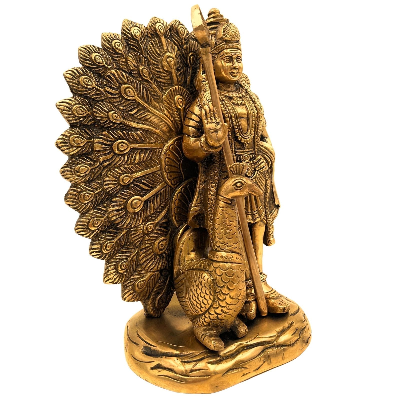 Brass Balamurugan with Peacock Statue - ArtyCraftz