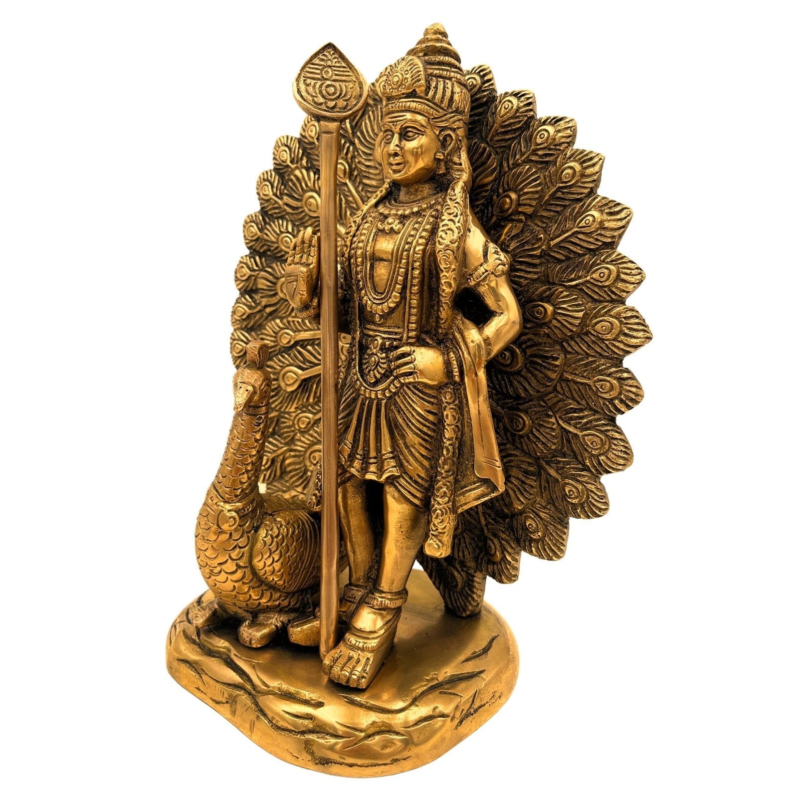Brass Balamurugan with Peacock Statue - ArtyCraftz