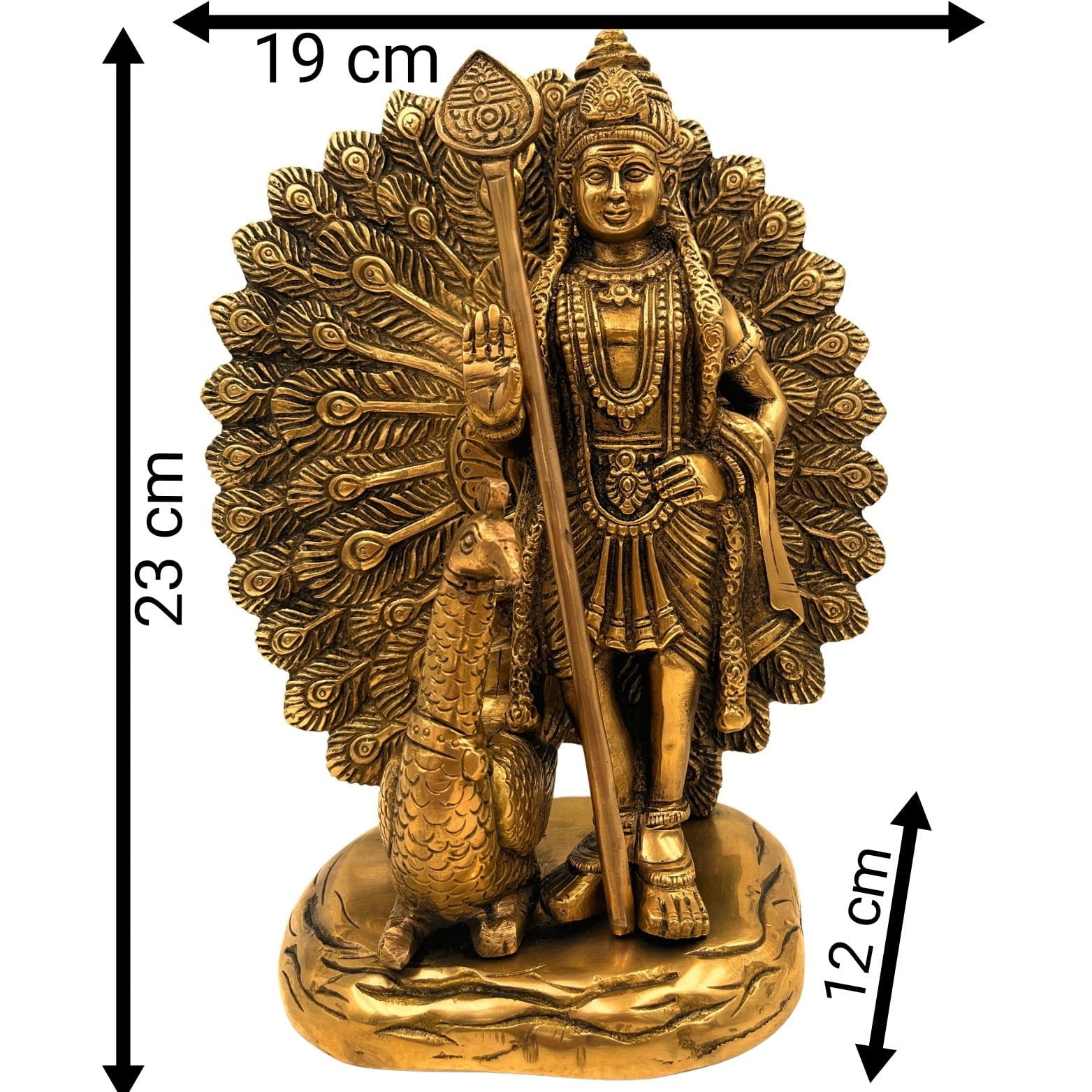 Brass Balamurugan with Peacock Statue - ArtyCraftz