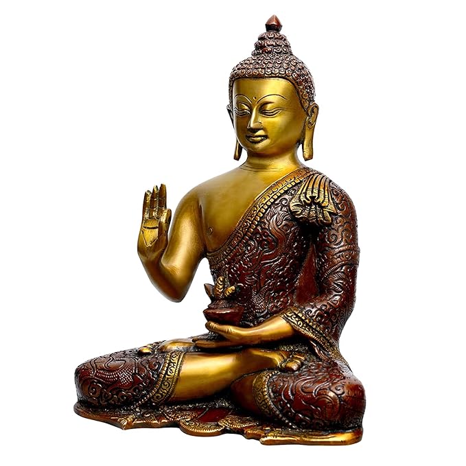 Brass Buddha Abhaya Mudra Idol - ArtyCraftz