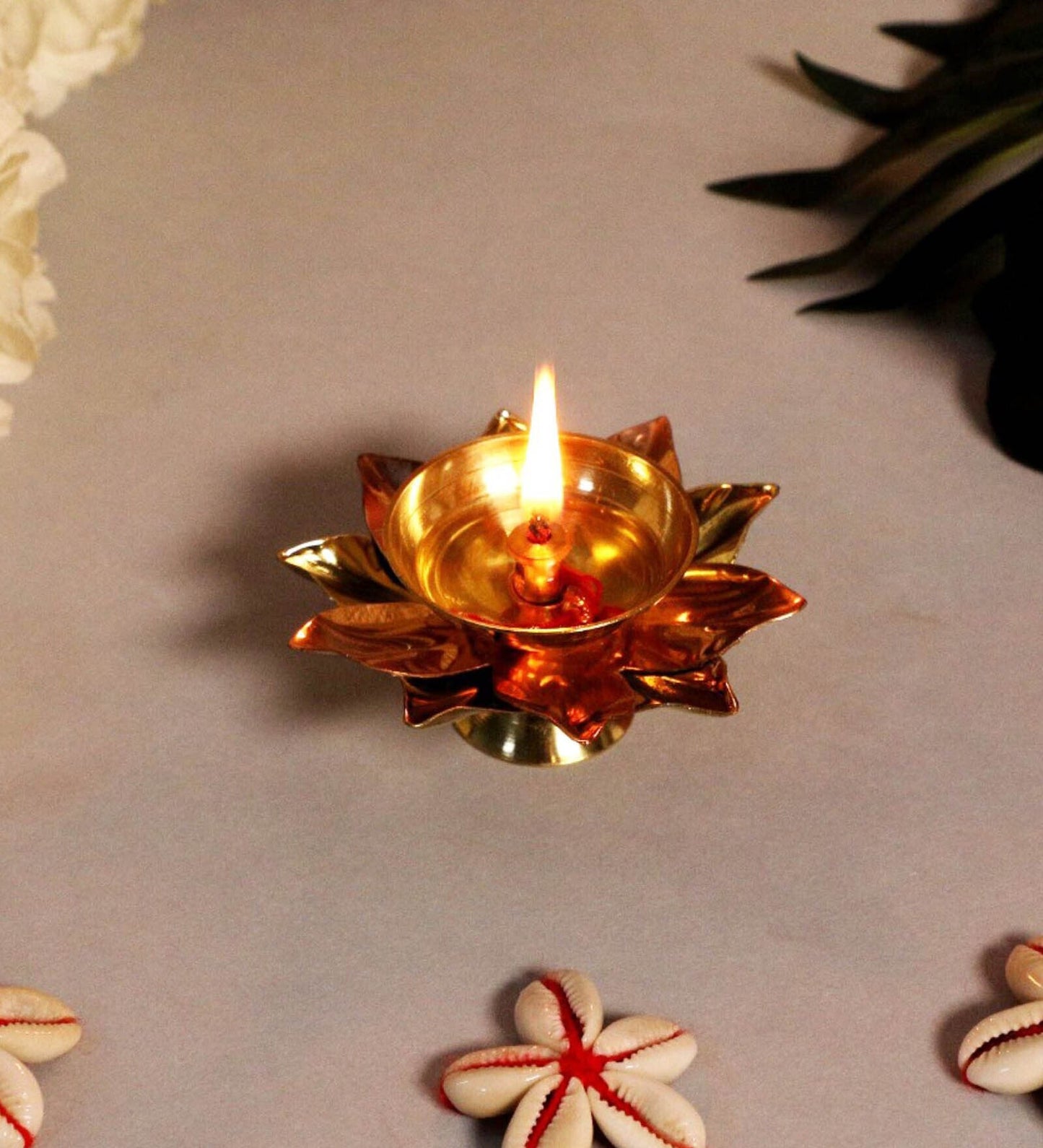 Brass Copper Lotus Flower Petals Kamal Shape Metal Diya