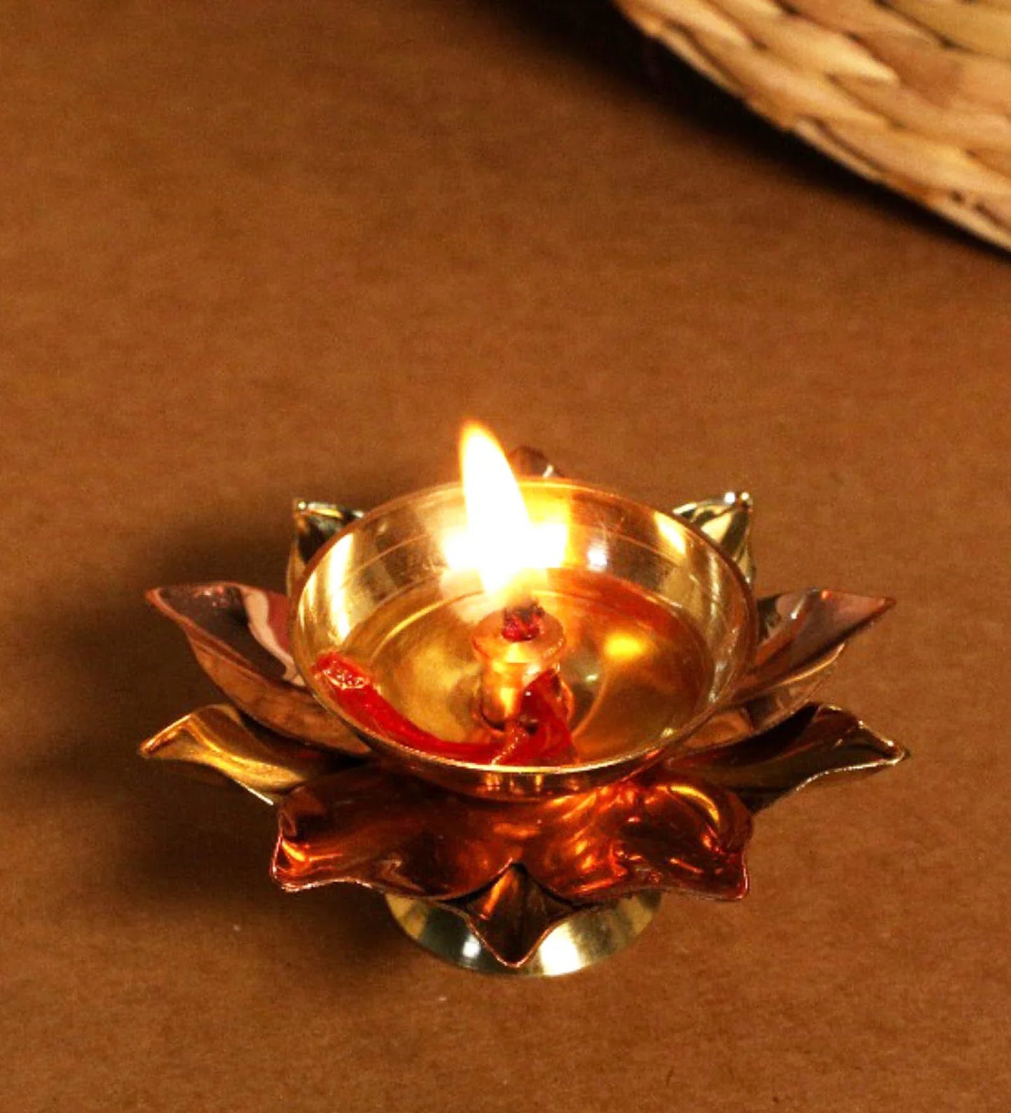 Brass Copper Lotus Flower Petals Kamal Shape Metal Diya