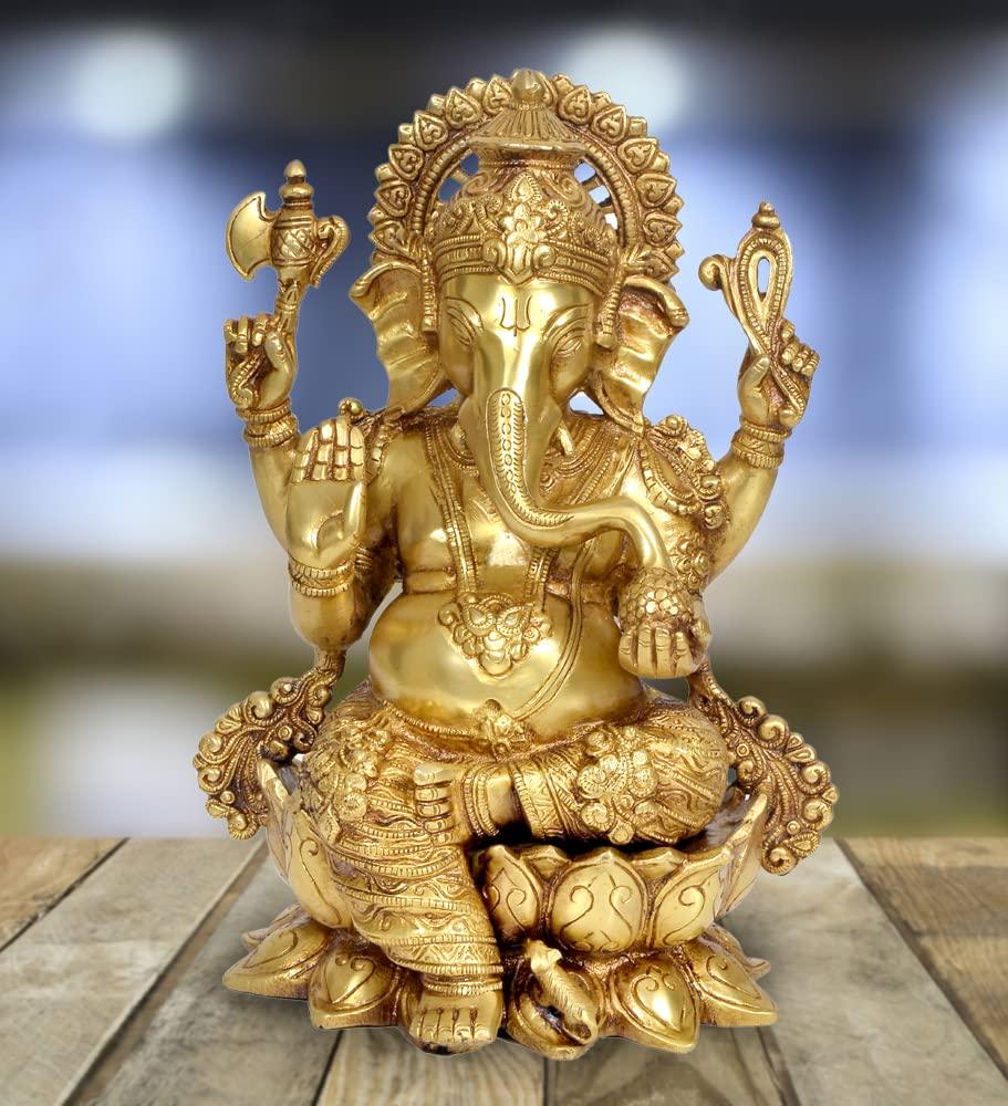 Handcrafted brass Ganesha idol for home decor-ArtyCraftz.com
