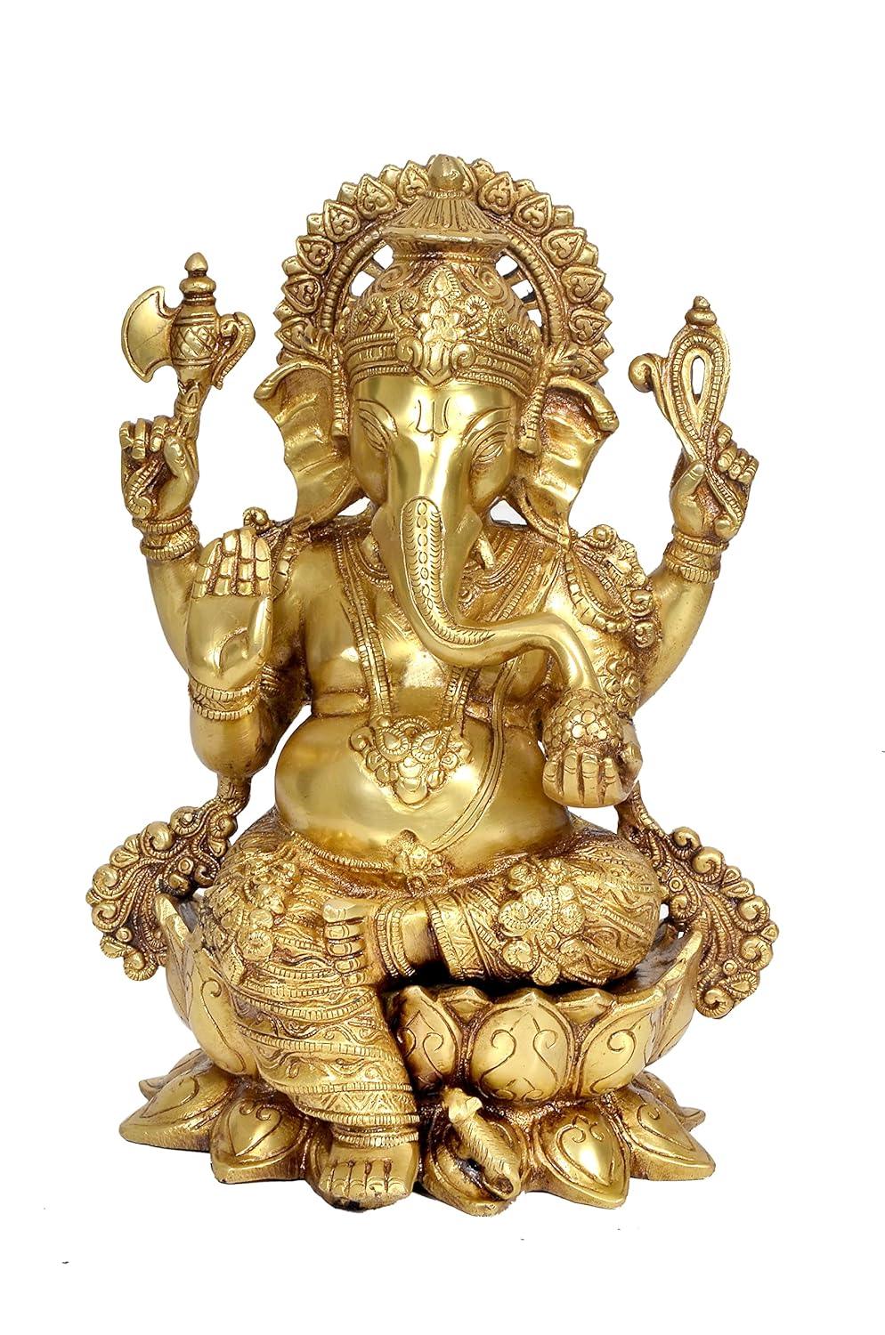 Brass Ganpati murti for pooja room - ArtyCraftz