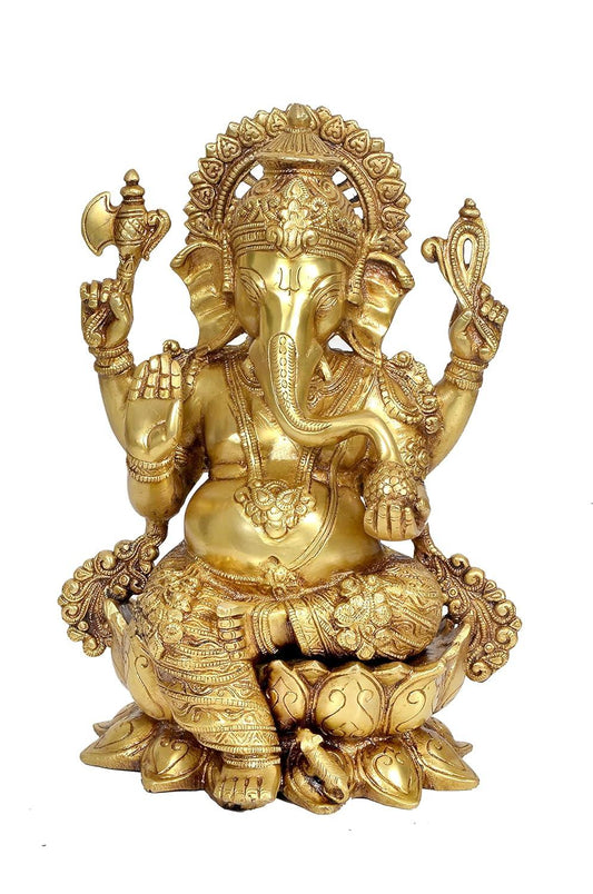 Brass Ganpati murti for pooja room - ArtyCraftz