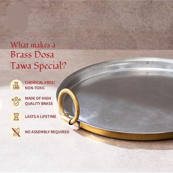 Brass Dosa Tawa Naturally Non - Stick Tava & Uses Less Oil - ArtyCraftz