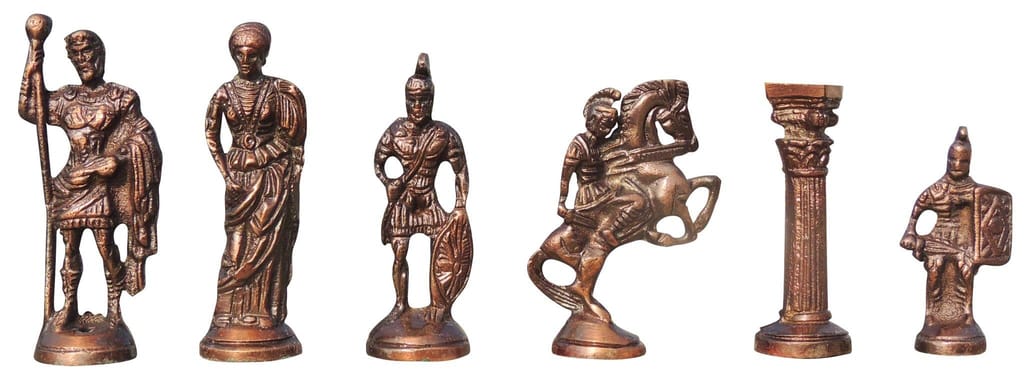 Brass Engraved Chess Board with Roman Chess Pawns - ArtyCraftz