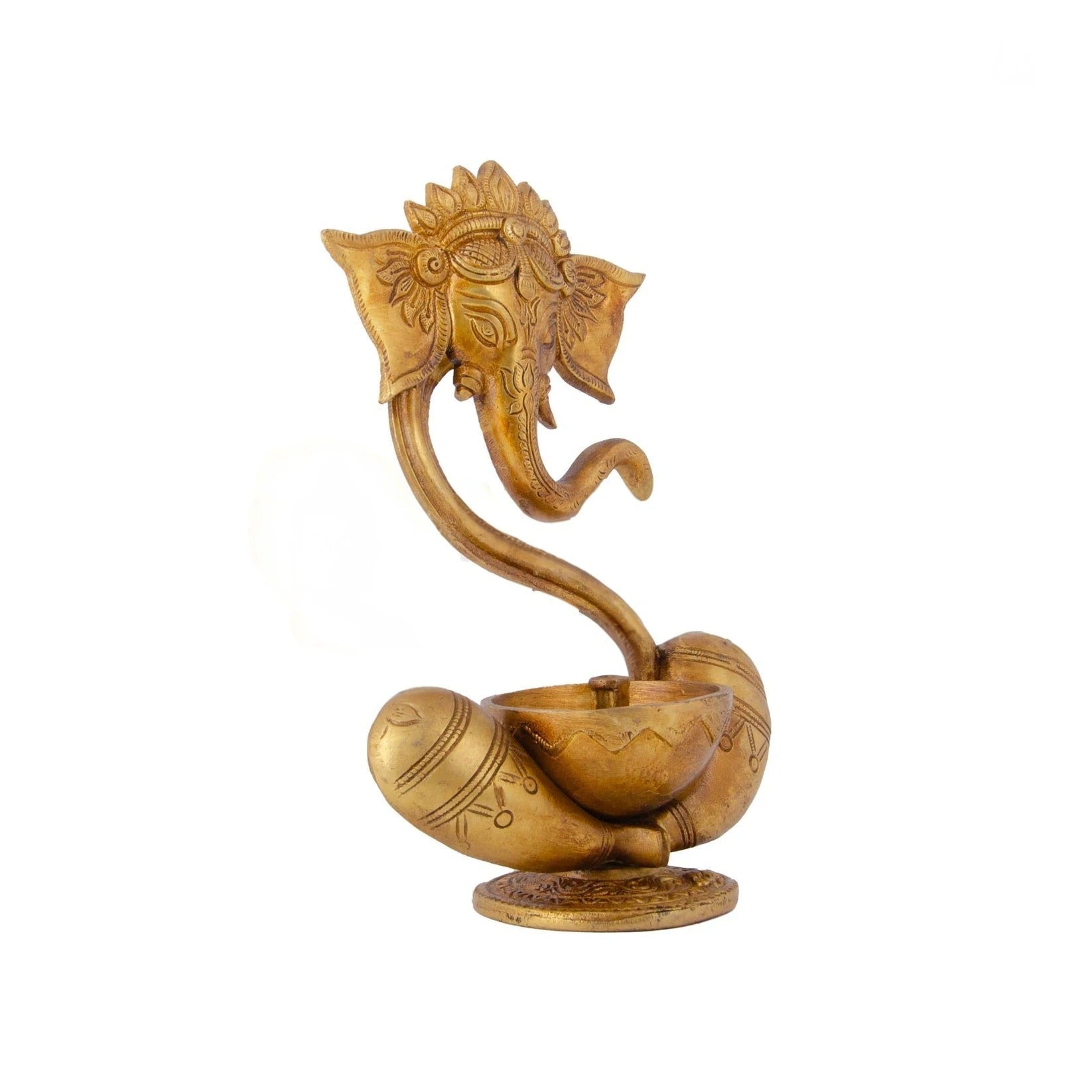 Brass Ganesh With Nanda Lamp - ArtyCraftz