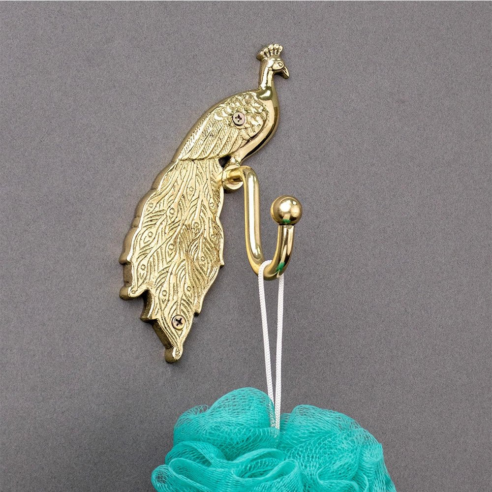 Brass Golden Peacock Wall Hook - ArtyCraftz