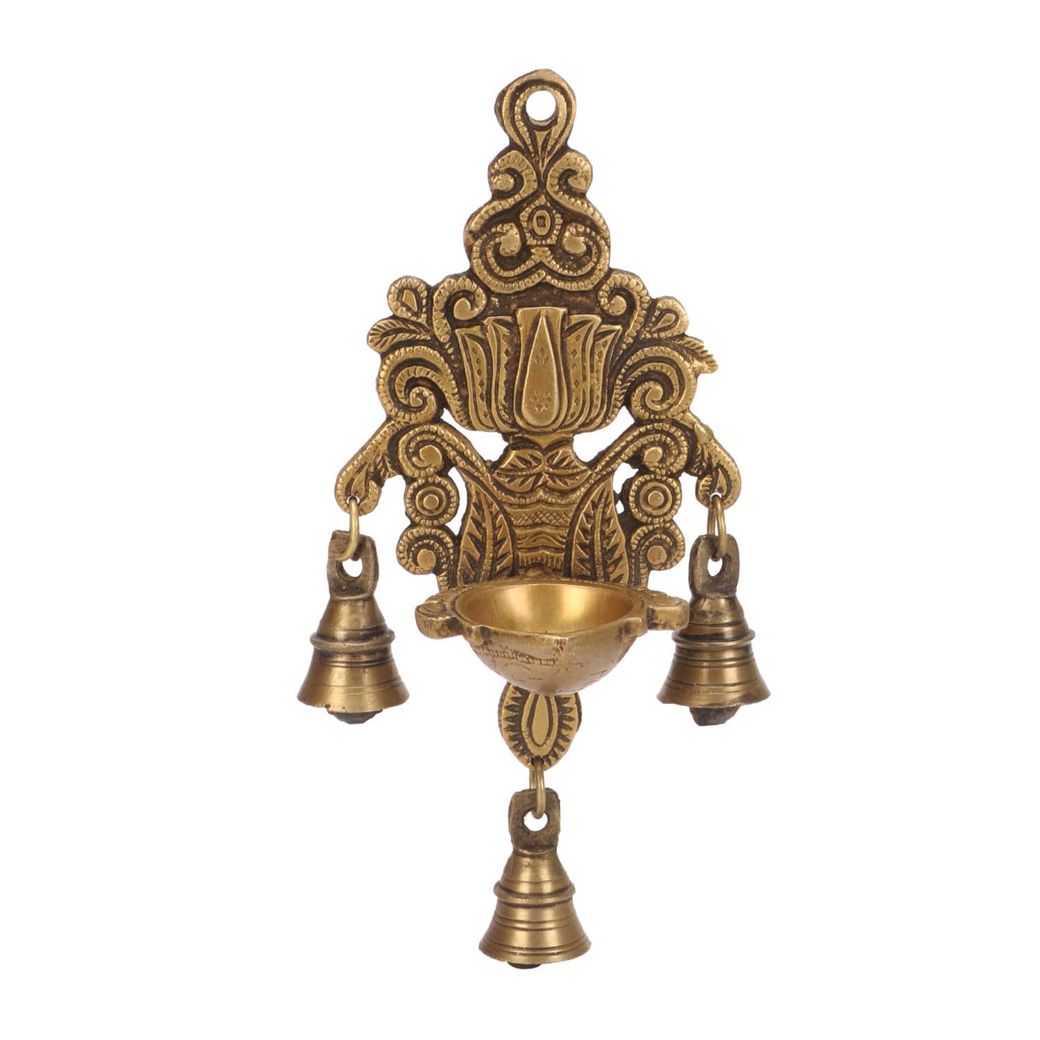 Brass Lotus Single Wick Hanging Lamp - ArtyCraftz