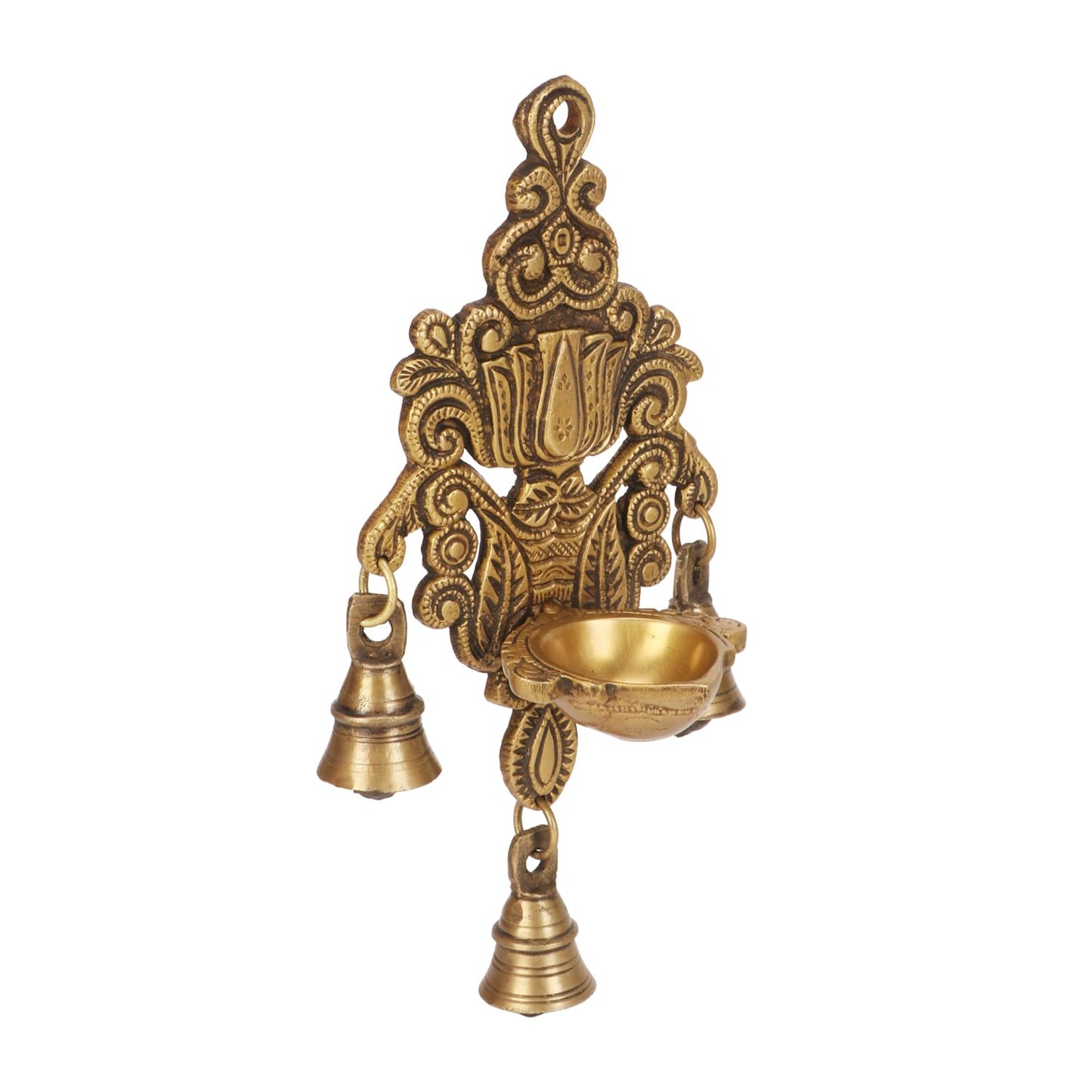 Brass Lotus Single Wick Hanging Lamp - ArtyCraftz