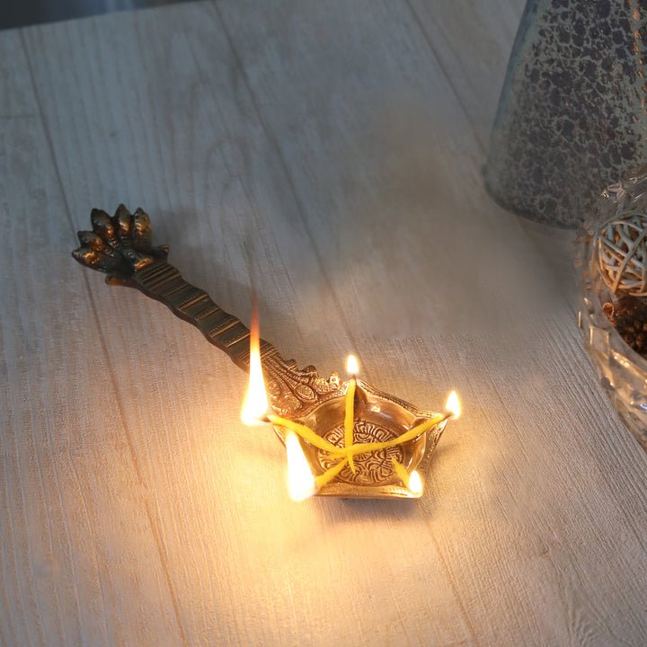 Brass Panchmukhi Nag Head Pooja lamp - ArtyCraftz