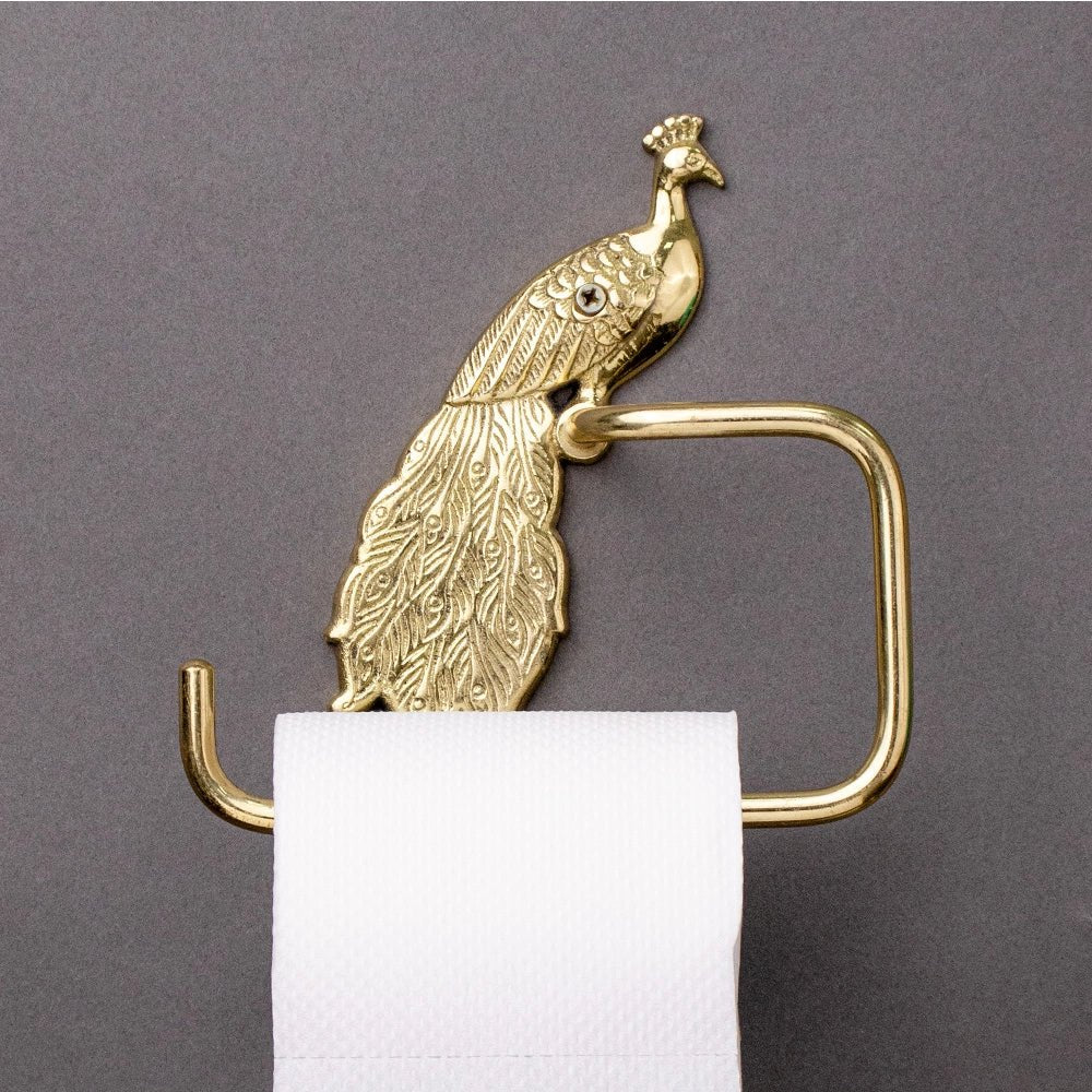 Brass Peacock Design Toilet Paper Holder - ArtyCraftz