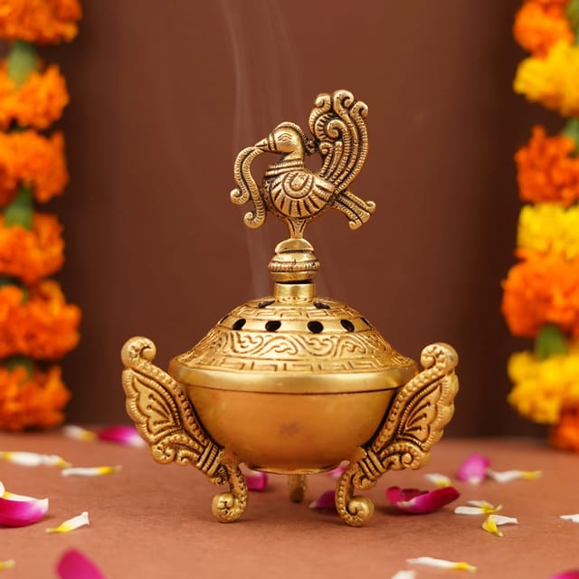 Brass Peacock Dhoop Incense stick Burner Holder - ArtyCraftz