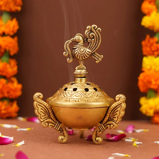 Brass Peacock Dhoop Incense stick Burner Holder - ArtyCraftz