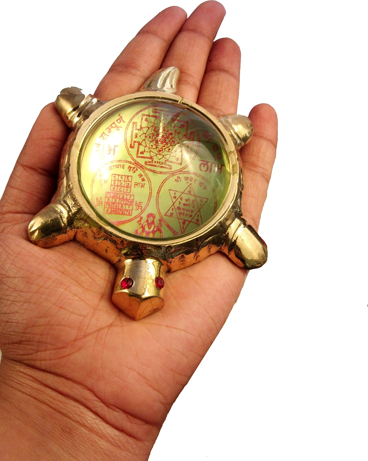 Brass Shree Yantra Tortoise in Glass Vastu piece - ArtyCraftz
