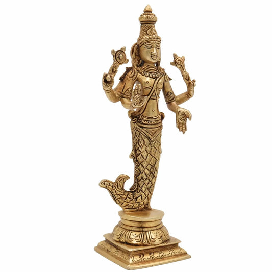 Brass Vishnu in Matsya Avatar Statue - ArtyCraftz