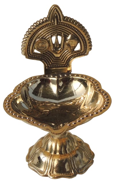 Brass Vishnu Shankh Chakra Namam Oil Lamp - ArtyCraftz