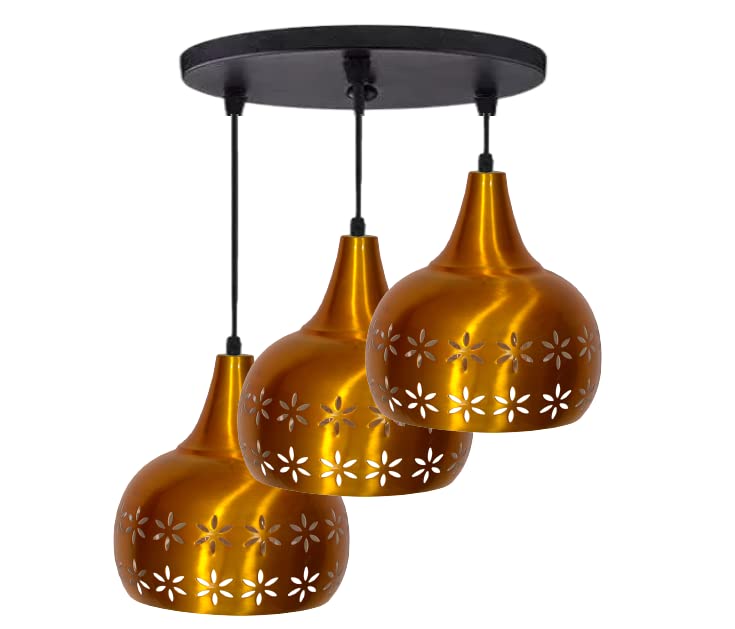 Bronze Flower Imprinted Iron Cluster Hanging Lamp - ArtyCraftz