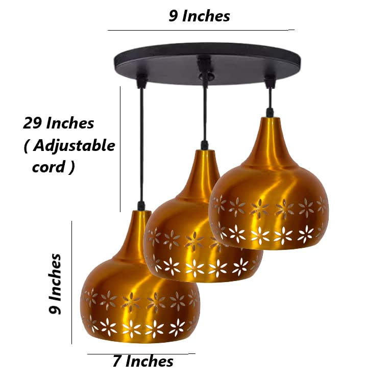 Bronze Flower Imprinted Iron Cluster Hanging Lamp - ArtyCraftz