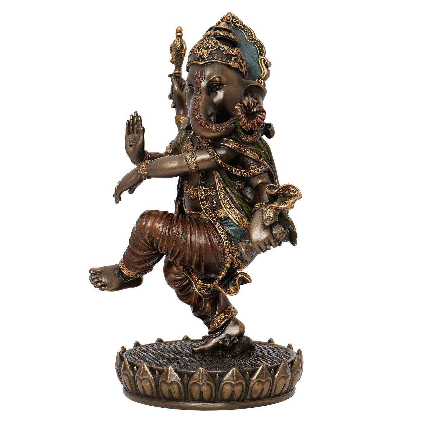 Brown Polyresin and Bronze Dancing Lord Ganesha Idol - ArtyCraftz