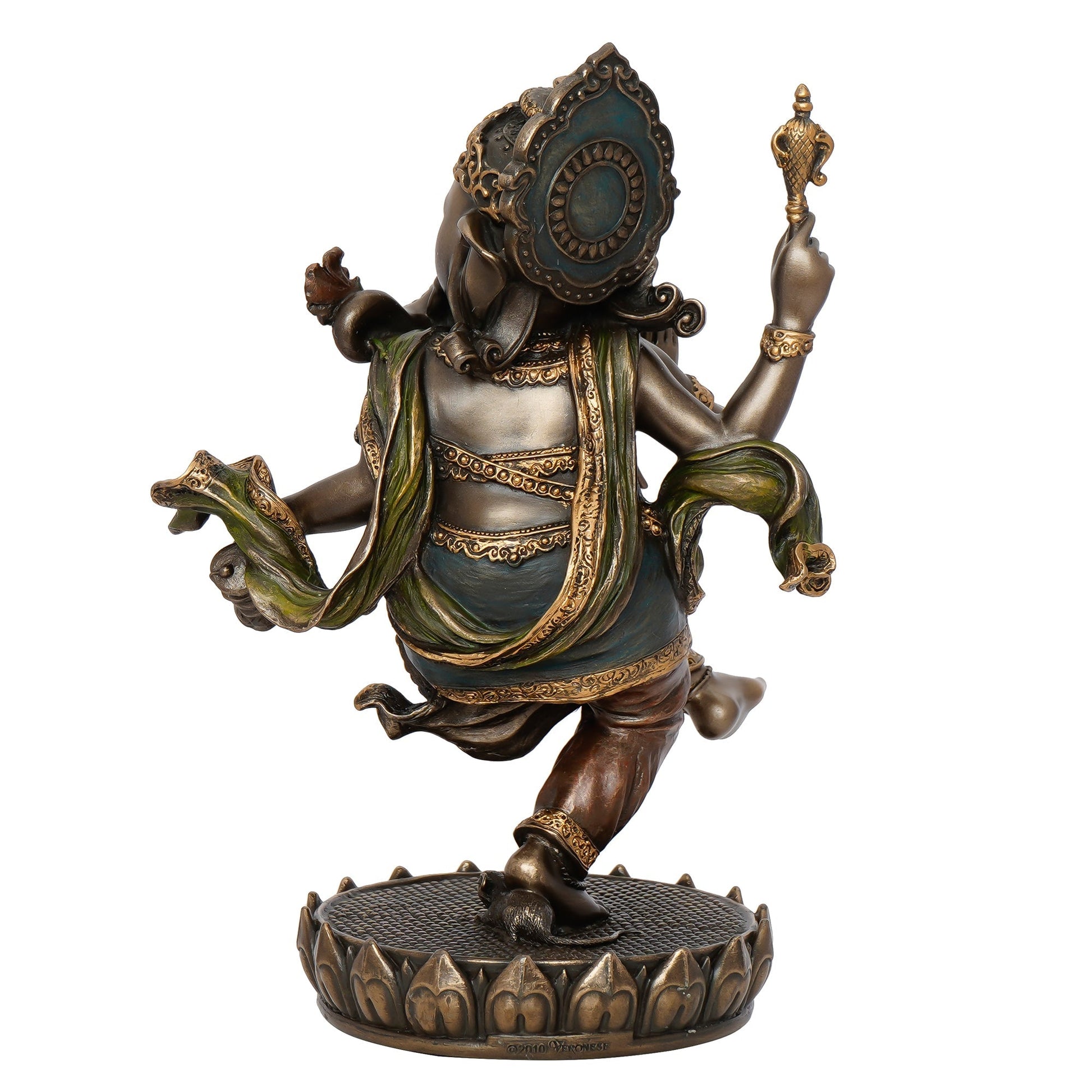 Brown Polyresin and Bronze Dancing Lord Ganesha Idol - ArtyCraftz