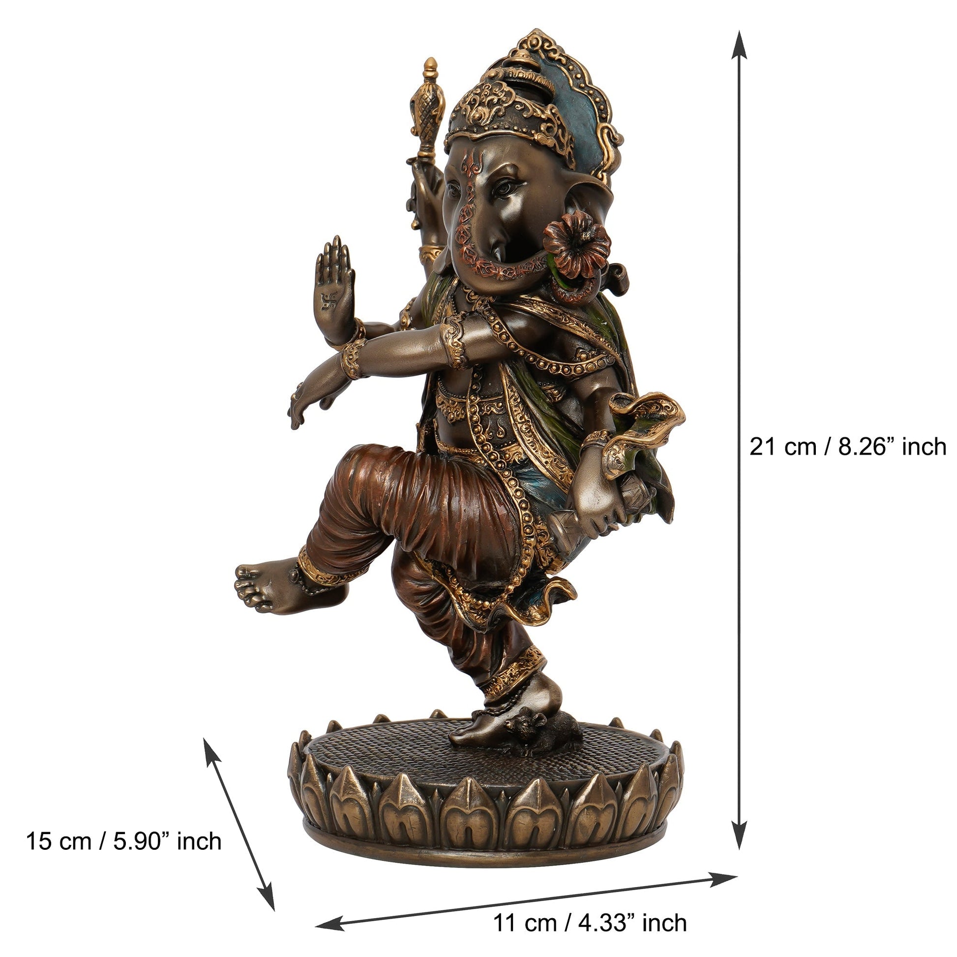 Brown Polyresin and Bronze Dancing Lord Ganesha Idol - ArtyCraftz