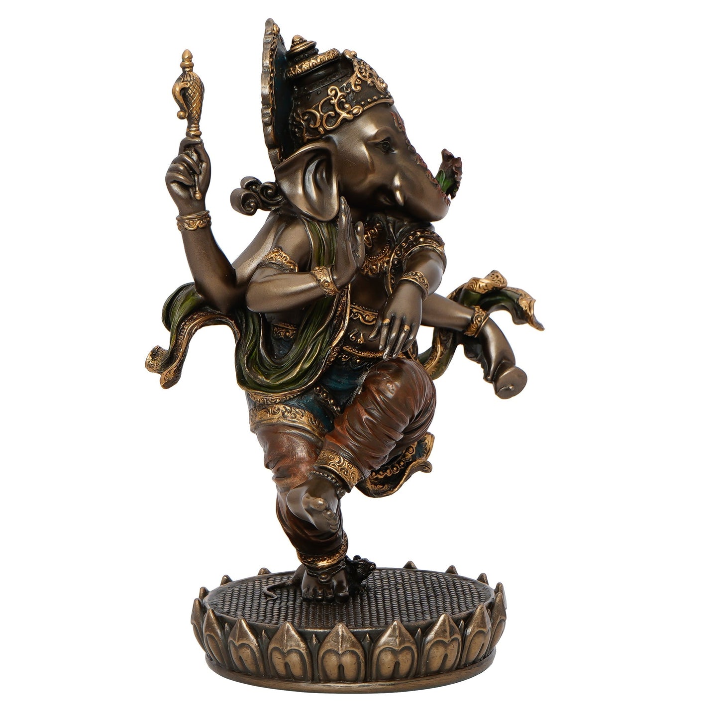 Brown Polyresin and Bronze Dancing Lord Ganesha Idol - ArtyCraftz
