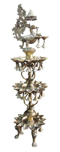 Beautiful Peacock Shape 3 Floor Brass Metal Diya