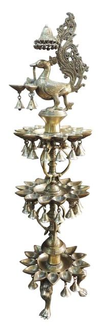 Beautiful Peacock Shape 3 Floor Brass Metal Diya