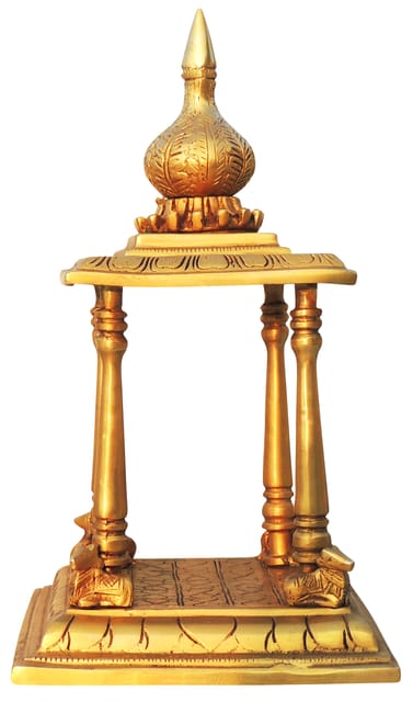 Elegant Brass 4-Cornered Nandi Temple