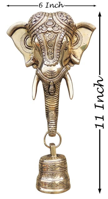 Brass Ganesha Wall Hanging with Bell